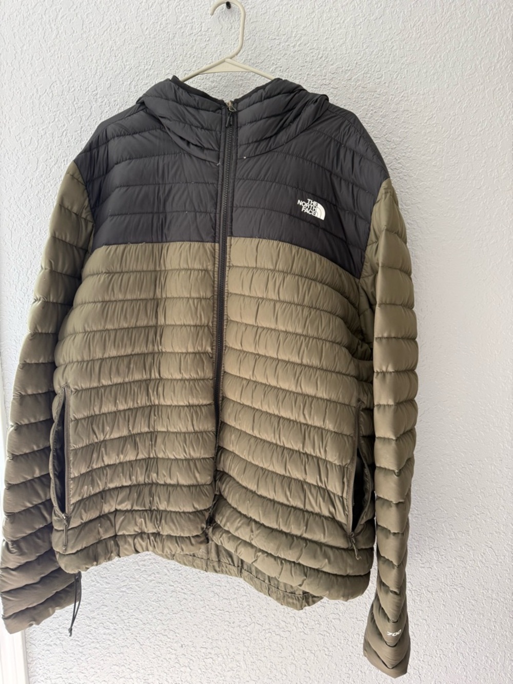 The North Face Quilted Hooded Jacket in Olive and Black